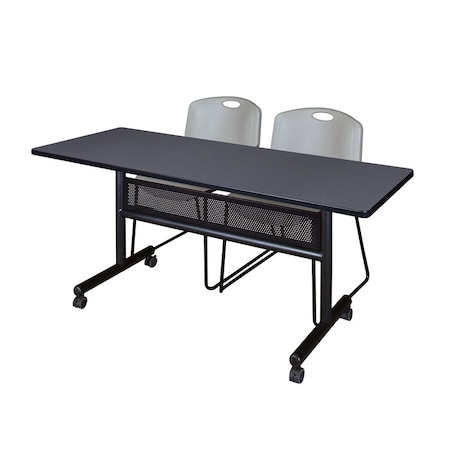 Kobe Rectangle FlipTop Table, 60" W, 29" H, Laminate Top, Gray MKFTM6024GY44GY